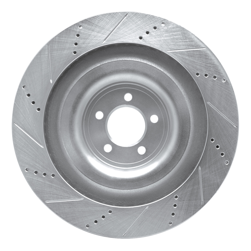Jaguar XKR Brake Rotor (1) - Front Left - R1 Concepts - Drilled & Slotted - Silver - `08-`09